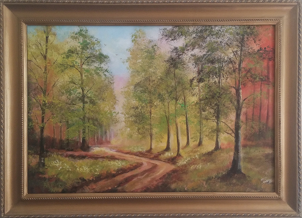 Landschaft - 82x62cm-Ölgemälde Handgemalt Leinwand+Rahmen