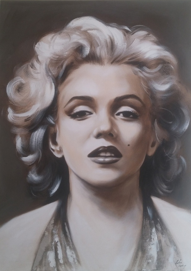 Portrait von Marilyn Monroe-70x50cm-Ölgemälde Leinwand Signiert Sofort Versand, dzial Portret, cena 74,90e,wys.7,99e