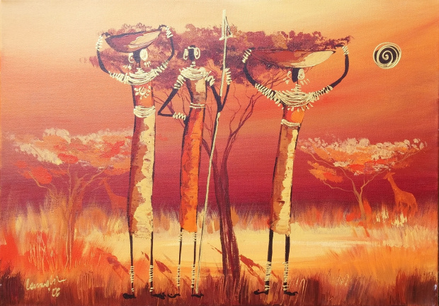 Afrika-70x50cm-Ölgemälde Handgemalt Leinwand Sofort Versand,dzial landschaft, cena 69,90e,wys.7,99en