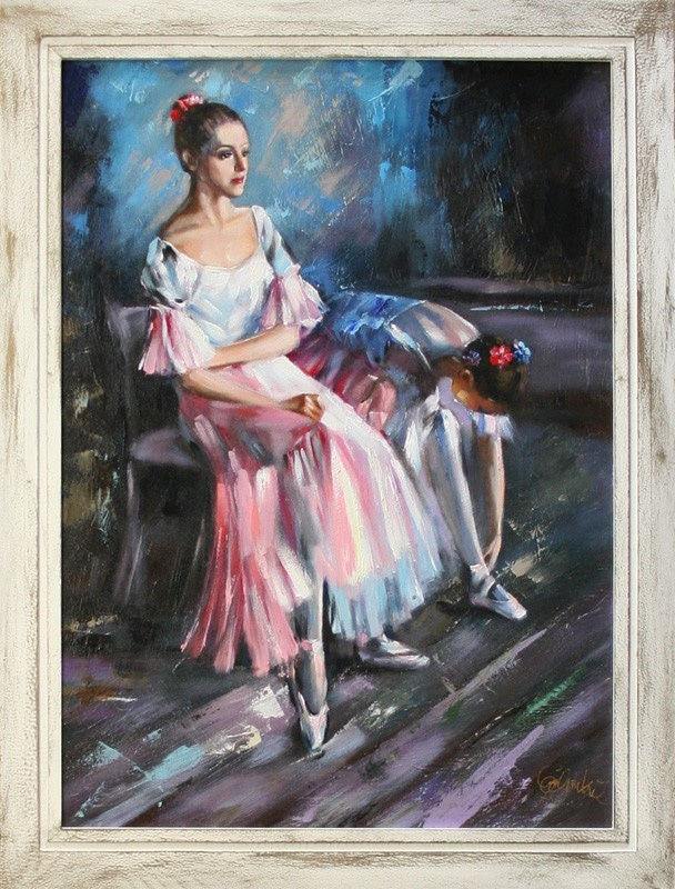 Ballerina-Ölgemälde Handgemalt Leinwand Rahmen Signiert G15551,cena 139,99e,malowany recznie,http://www.go-bi.pl/produkty/g15551-obraz-g15551.html